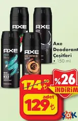 AXE DEODORANT ÇEŞİTLERİ 150 ML